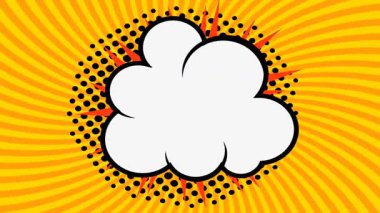 Popüler sanat arka plan animasyonu, HD. Yeşil arkaplanda çizgi roman tarzı bulut. 