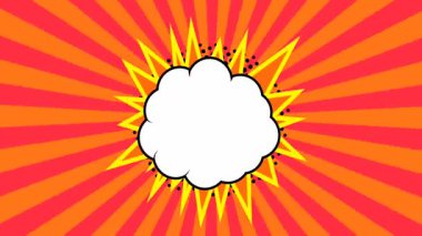 Popüler sanat arka plan animasyonu, HD. Yeşil arkaplanda çizgi roman tarzı bulut. 