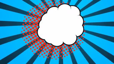 Popüler sanat arka plan animasyonu, HD. Yeşil arkaplanda çizgi roman tarzı bulut. 