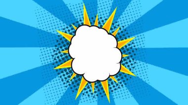 Popüler sanat arka plan animasyonu, HD. Yeşil arkaplanda çizgi roman tarzı bulut. 