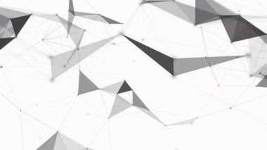 Noktalar ve çizgilerle soyut bir arkaplan. Soyut ağ animasyonu. Haberleşme. Bağlan.