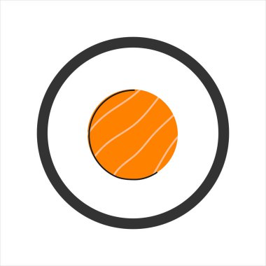 Suşi rulo vektör düz Illustration. Maki somonlu rulo. Japon mutfağı..