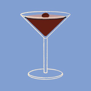 Espresso martini kokteyli vektör düz illüstrasyon Klasik kokteyl