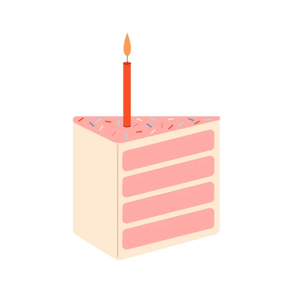 生日蛋糕矢量平面插图 — 图库矢量图片