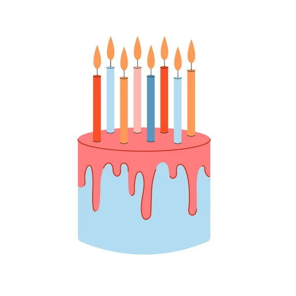 生日蛋糕矢量平面插图 — 图库矢量图片