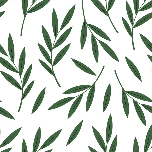 Зелене Листя Безшовного Візерунка Декоративні Елементи Дизайну Векторні Плоскі Ілюстрації — стоковий вектор