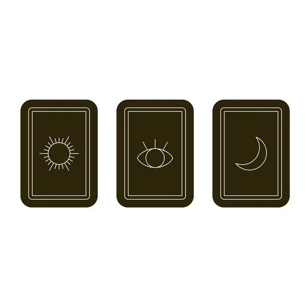 Μαγική Κάρτα Ταρώ Διανυσματική Επίπεδη Απεικόνιση Ουράνιο Στοιχείο Περιγράμματος — Διανυσματικό Αρχείο