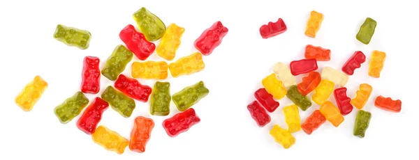 Colorful Eat Gummy Bears Jelly Candy Isolated White Background Top — Stock Photo, Image