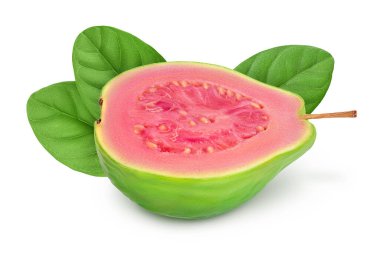 Guava meyvesi tam derinlikte beyaz arkaplanda izole edildi,