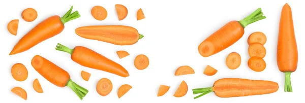 Морква Ізольована Білому Тлі Повною Глибиною Різкості Вид Зверху Пробілом — стокове фото