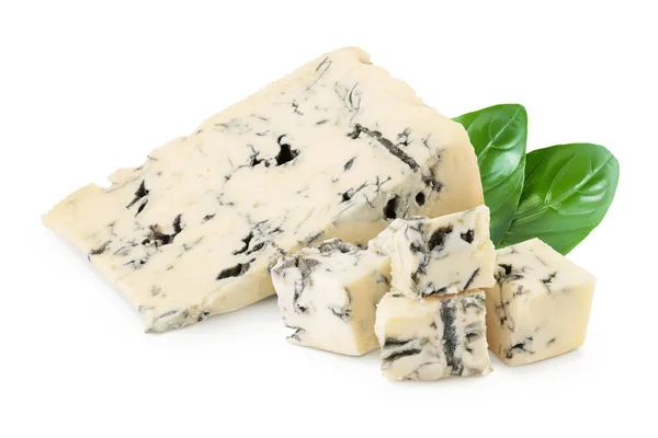 Blue Cheese Gorgonzola Isolated White Background Full Depth Field — Foto de Stock