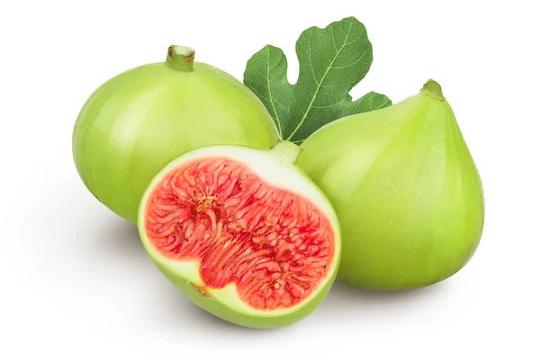 Fruta Higo Verde Madura Aislada Sobre Fondo Blanco Con Profundidad — Foto de Stock