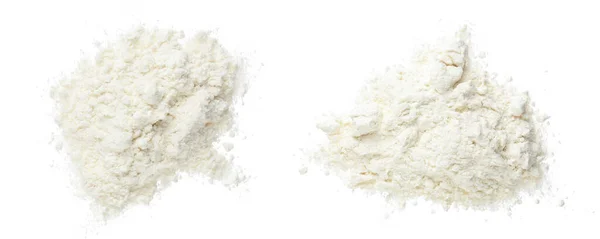 Pile Flour Isolated White Background Top View Flat Lay — Stock Photo, Image