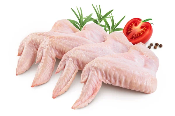 Kyckling Vingar Isolerade Vit Bakgrund Med Fullt Skärpedjup — Stockfoto