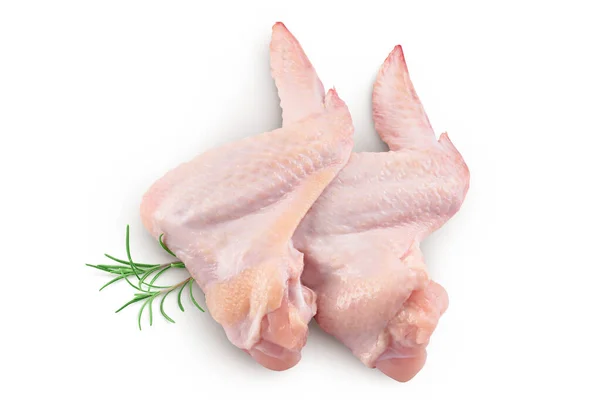 Rohe Hühnerflügel Isoliert Auf Weißem Hintergrund Mit Voller Schärfentiefe Ansicht — Stockfoto
