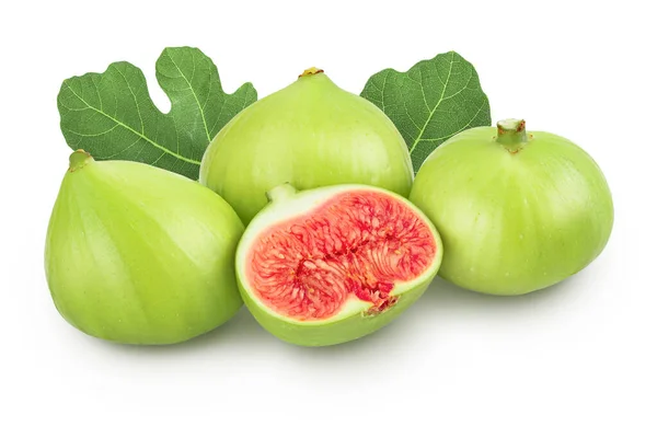 Fruta Higo Verde Madura Aislada Sobre Fondo Blanco Con Profundidad — Foto de Stock
