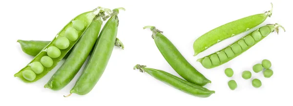 Fresh Green Pea Pod Isolated White Background — Stock Photo, Image