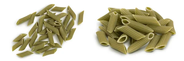 Зеленый Горошек Penne Pasta Изолирован Белом Фоне Органические Блюда Глютена — стоковое фото