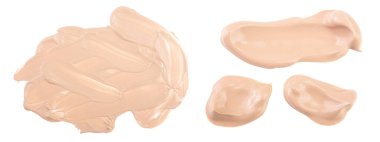 Beyaz arka plan üzerinde izole bej sıvı temel makyaj.