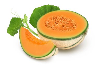 Kavun tam derinlikte beyaz arkaplanda izole edildi