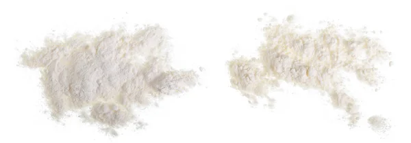 Haufen Mehl Isoliert Auf Weißem Hintergrund Ansicht Von Oben Flache — Stockfoto