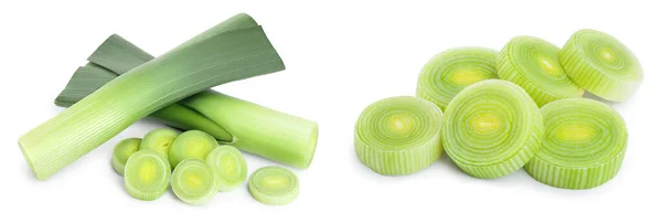 Leek Vegetable Slices Isolated White Background — Stock Photo, Image