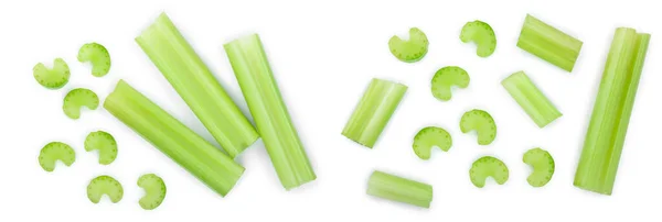 Čerstvý Celer Izolované Bílém Pozadí Pohled Shora Rozložení Bytu — Stock fotografie