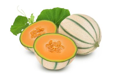 Kavun tam derinlikte beyaz arkaplanda izole edildi