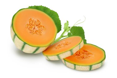 Kavun tam derinlikte beyaz arkaplanda izole edildi