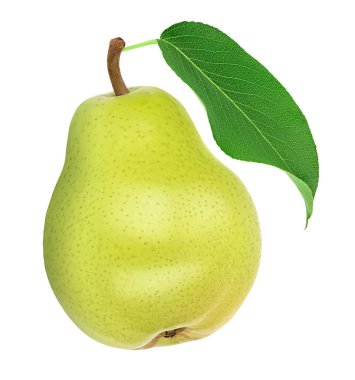 Kırpma yolu ve tam derinlik ile beyaz armut meyvesi izole.