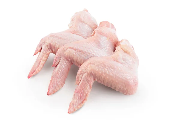 Rohe Hühnerflügel Isoliert Auf Weißem Hintergrund Mit Voller Schärfentiefe — Stockfoto