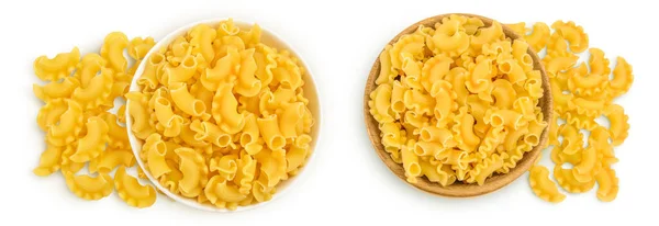 Pasta Cornetti Creste Macaroni Bowl Isolated White Background Full Depth — Stock Photo, Image