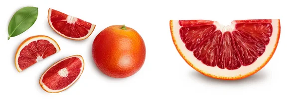 Blood Red Oranges Slices Isolated White Background Top View Flat — 스톡 사진