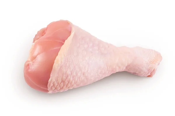 Surowa Noga Kurczaka Lub Pałeczka Wyizolowana Białym Tle Pełną Głębią — Zdjęcie stockowe