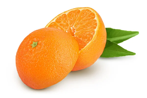 Tangerine Eller Clementine Halv Isolerad Vit Bakgrund Med Fullt Skärpedjup — Stockfoto