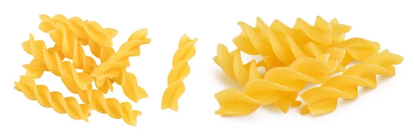 Сырой Fusilli Pasta Изолированный Белом Фоне Полной Глубиной Поля Вид — стоковое фото