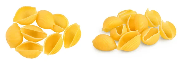 Ongebakken Gedroogde Conchiglie Rauwe Organische Shell Pasta Geïsoleerd Witte Bachground — Stockfoto
