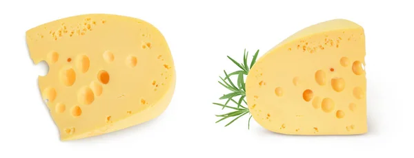 Stück Käse Isoliert Auf Weißem Hintergrund Ansicht Von Oben Flache — Stockfoto