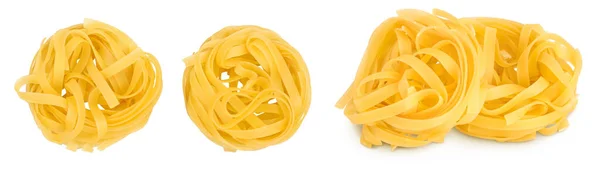 Raw Tagliatelle Pasta Isolated White Background Full Depth Field Top — 스톡 사진