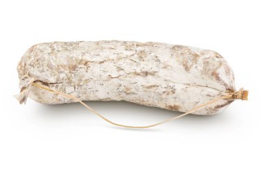 Cured salami sausage isolated on white background. Italian cuisine with full depth of field.