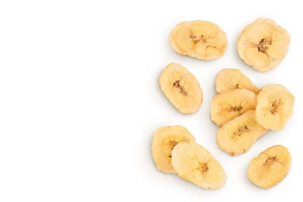 Batatas Fritas Banana Secas Isoladas Fundo Branco Com Profundidade Total — Fotografia de Stock