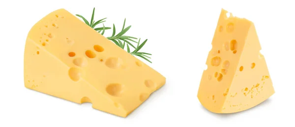 Stück Käse Isoliert Auf Weißem Hintergrund Mit Voller Schärfentiefe — Stockfoto