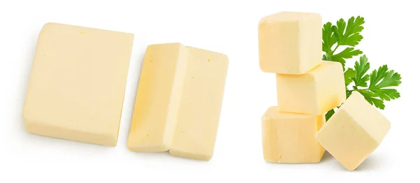 Manteiga Isolada Sobre Fundo Branco Com Profundidade Total Campo Vista — Fotografia de Stock