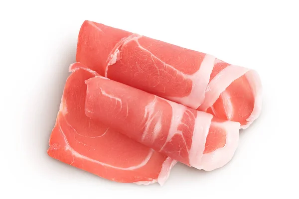 Italian Prosciutto Crudo Spanish Jamon Raw Ham Isolated White Background — Stock Photo, Image