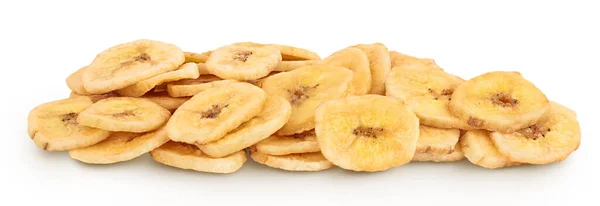 Сушеные Банановые Чипы Изолированы Белом Фоне Полной Глубиной Резкости — стоковое фото