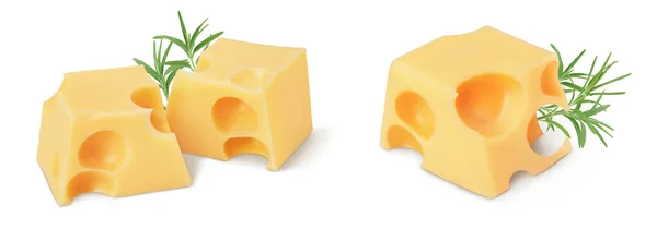 白地に白地に隔離された木製のボウルにチーズのキューブ — ストック写真