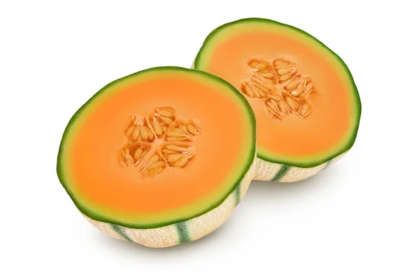 Cantaloupe Melone Isoliert Auf Weißem Hintergrund Mit Voller Schärfentiefe — Stockfoto