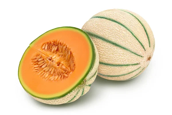 Kantaloupe Melon Isolerad Vit Bakgrund Med Fullt Skärpedjup — Stockfoto