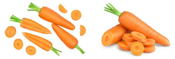 Морква Ізольована Білому Тлі Повною Глибиною Різкості Вид Зверху Плоский — стокове фото