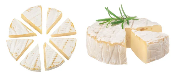 Camembert Cheese Isolated White Background Full Depth Field Top View — Stockfoto